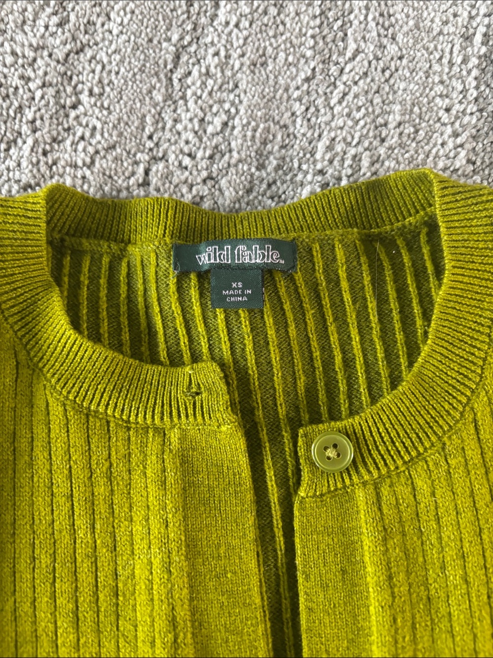 wild fable Chartreuse Ribbed Button-Front Cardigan - Picture 2 of 4